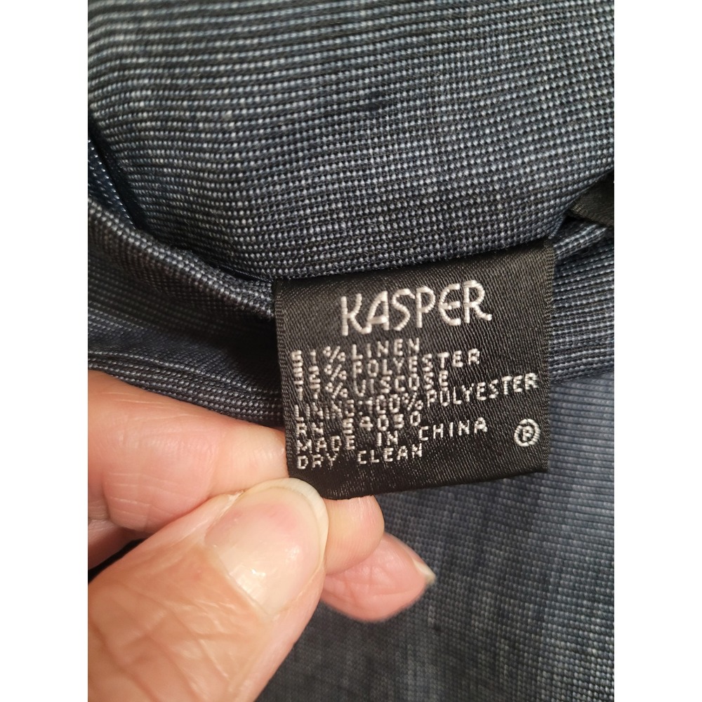 Kasper Women Blue Linen Blend Pencil Skirt 3 Pleats Professional Career Size‎ 14 - Picture 6 of 7